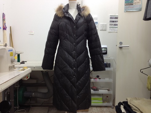 ダウンコートの着丈を短くbefore