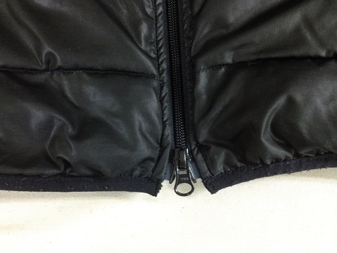 ダウンジャケットのファスナーの故障after