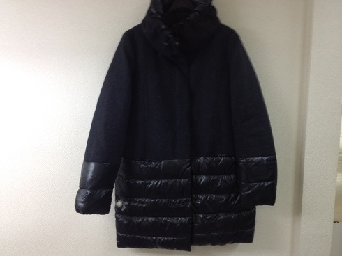 ダウンコートの丈を短くする（着丈つめ）before