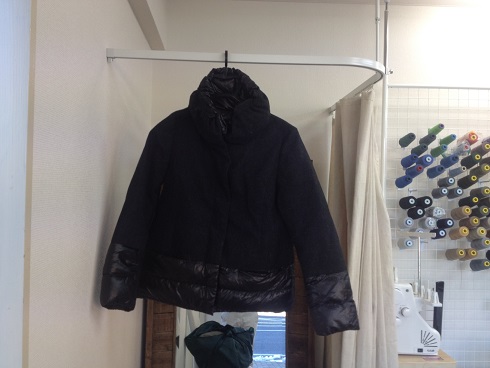 ダウンコートの丈を短くする（着丈つめ）after