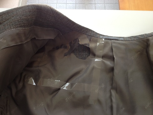 ジャケットの裏地を部分的に交換before